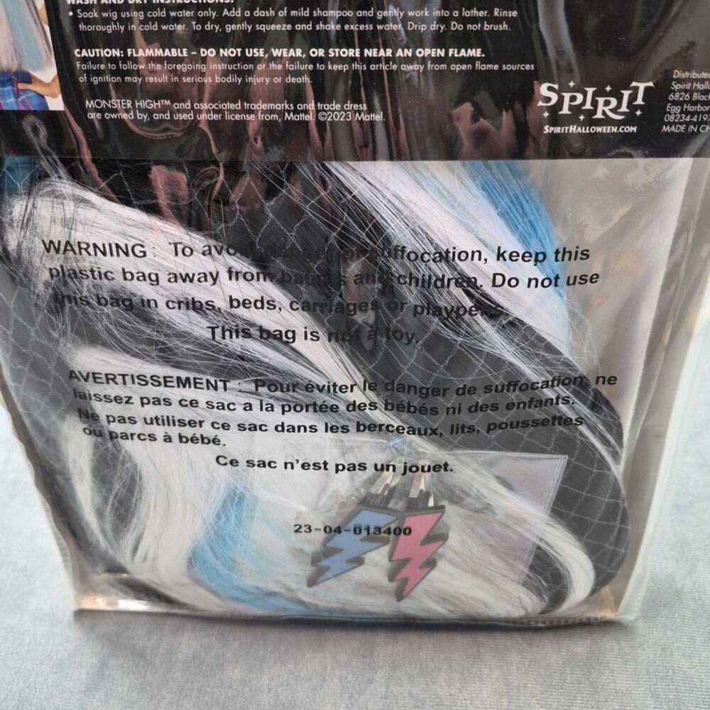 Monster High Frankie Stein Cosplay Child Wig Spirit Halloween Costume Sealed New - Picture 7 of 8